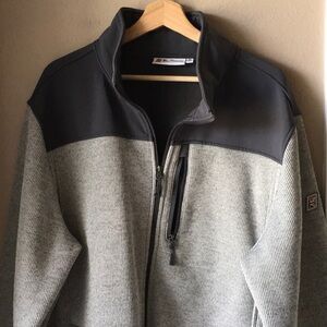 BEN SHERMAN Zip Up Gray Colorblock Sweater Jacket